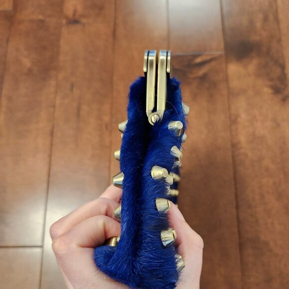 House of Harlow 1960 Tilly studded calf hair clutch in blue - Picture 6 of 8